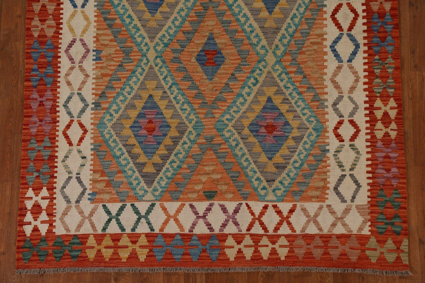 Geometric Kilim Wool Area Rug 5x6