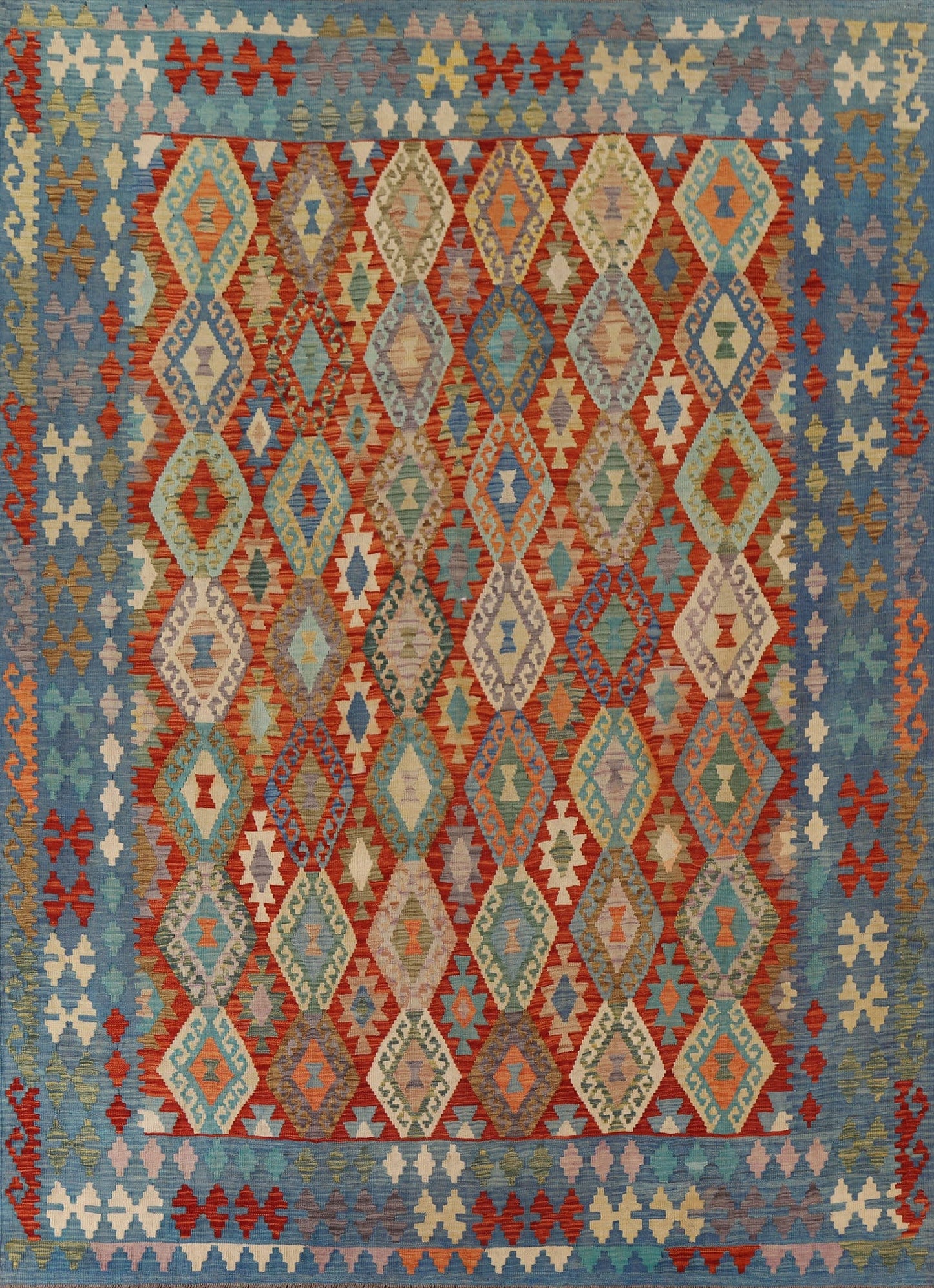 Multi-Color Kilim Wool Area Rug 9x10