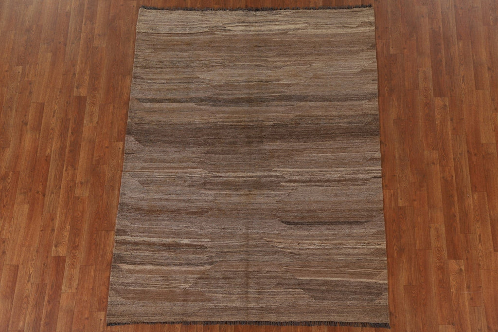 Natural Dye Wool Kilim Modern Area Rug 5x7