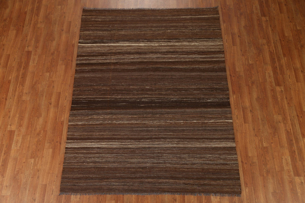 Dark Brown Kilim Oriental Area Rug 6x8