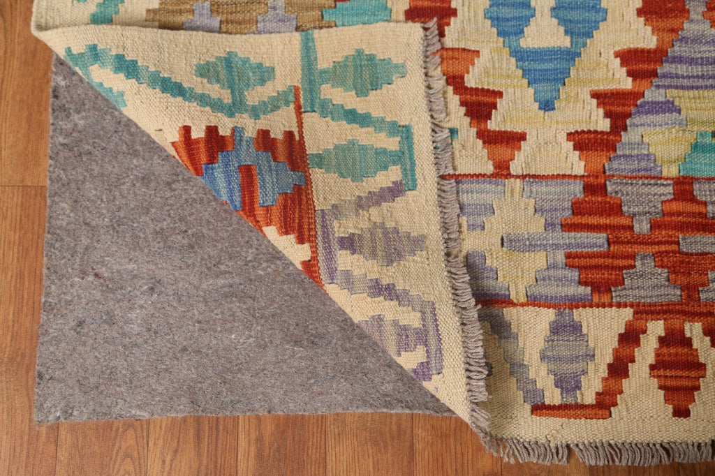 Wool Kilim Geometric Area Rug 7x9