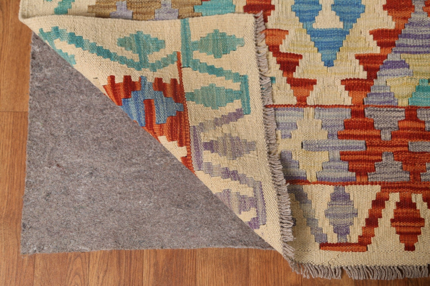 Wool Kilim Geometric Area Rug 7x9