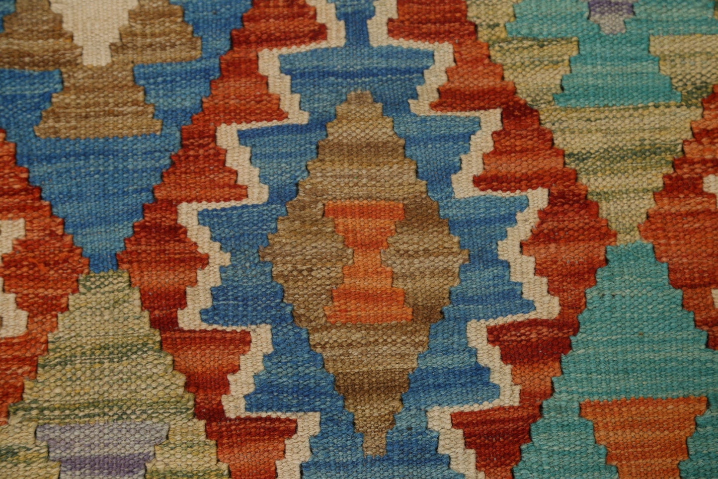 Wool Kilim Geometric Area Rug 7x9