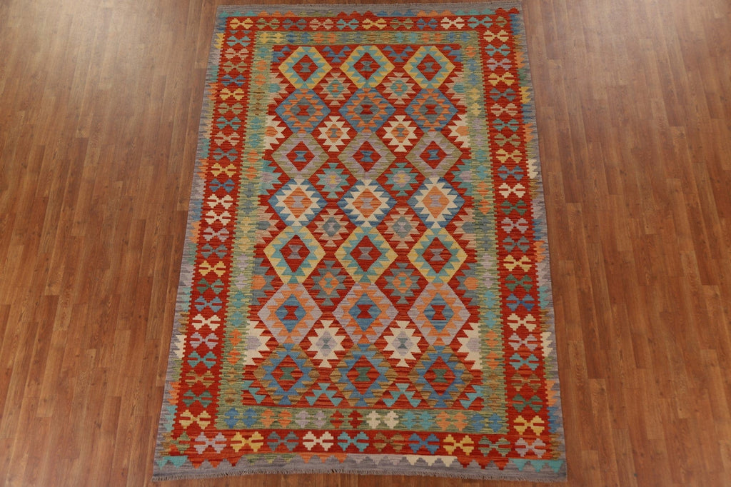 Hand-Woven Wool Kilim Oriental Area Rug 7x10