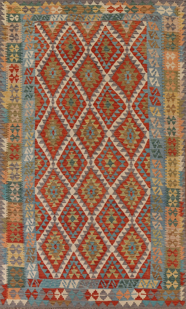 Geometric Kilim Wool Area Rug 7x10