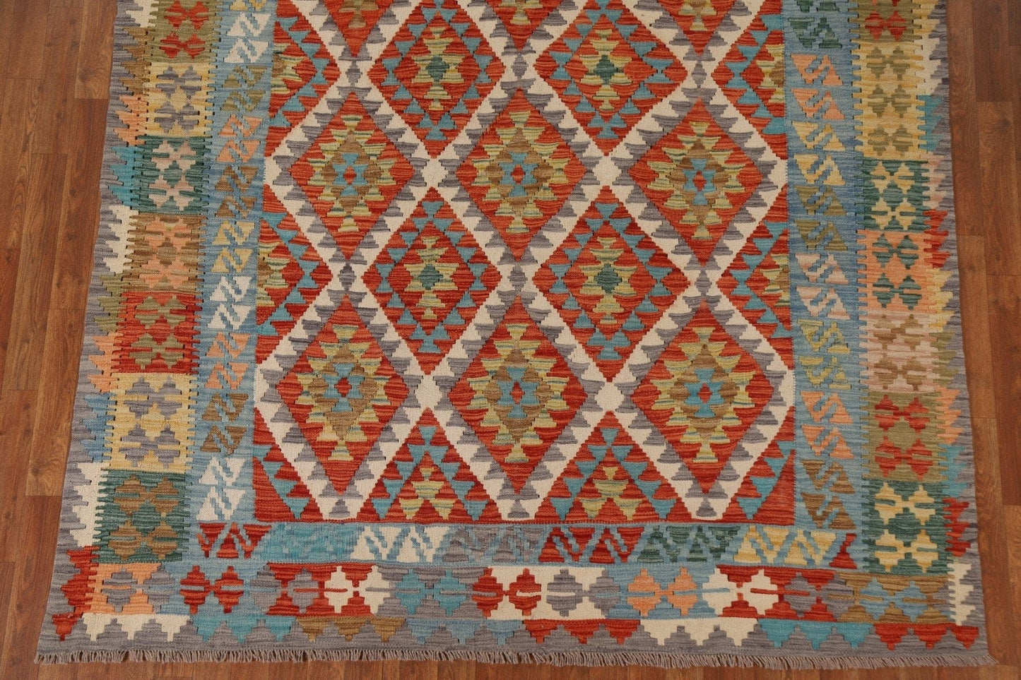 Geometric Kilim Wool Area Rug 7x10