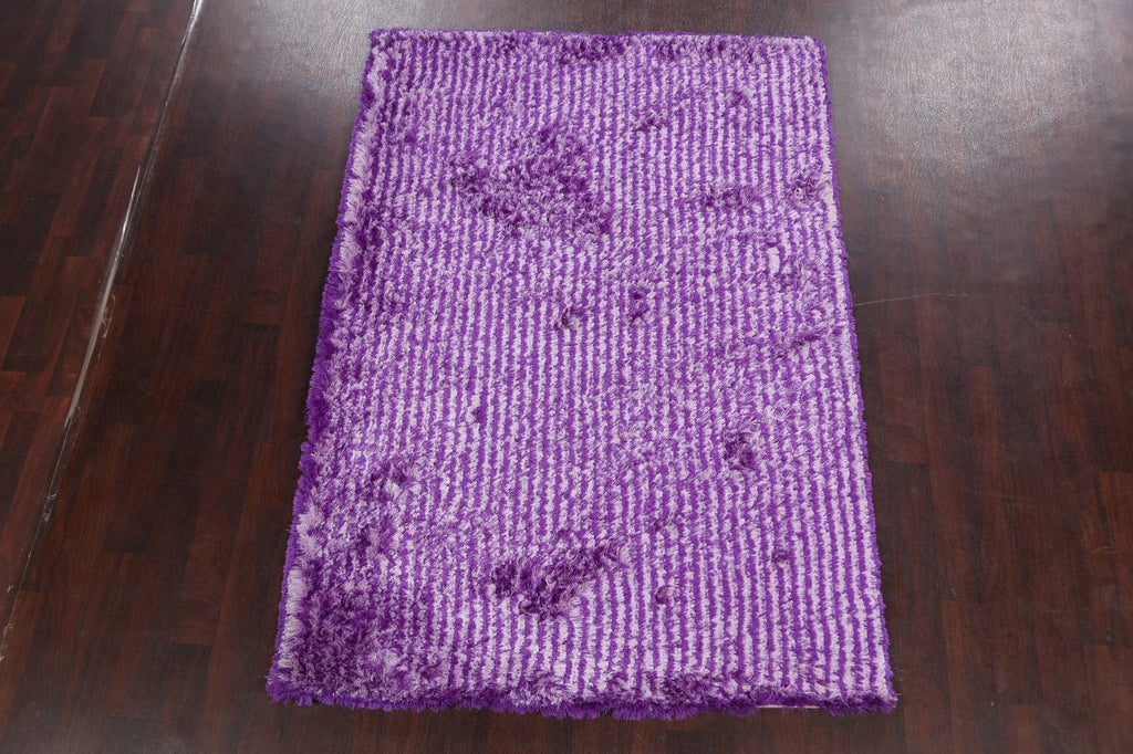 Purple Shaggy Flokati Oriental Area Rug 5x8