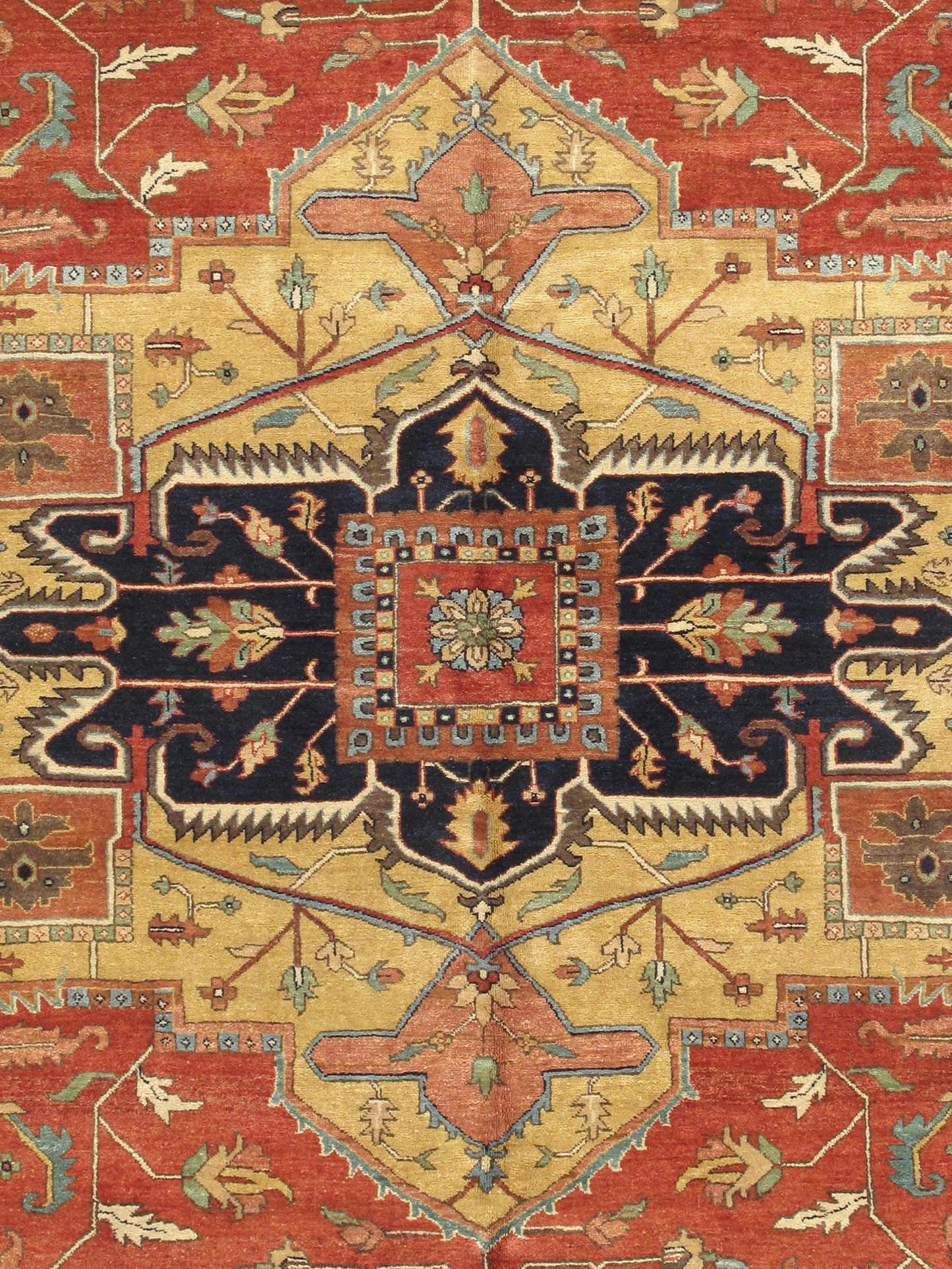 Serapi Collection Hand-Knotted Rust Lamb's Wool Area Rug- 4' 1'' X 6' 3''