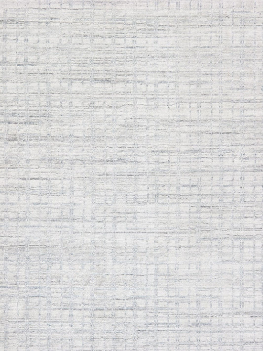 Slate Collection Hand-Loomed Ivory/Blue Bsilk & Wool Area Rug- 9' 0" X 12' 0"