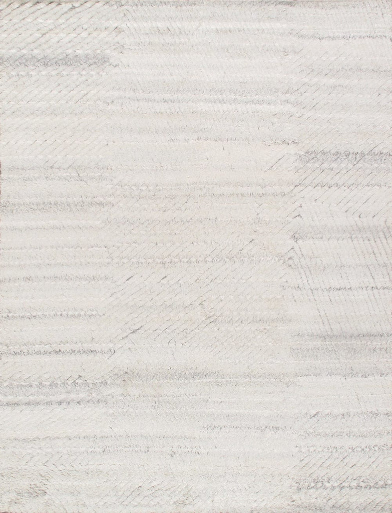 Vogue Collection Hand-Knotted Ivory/Silver Wool Area Rug- 7'11" X 9' 8"