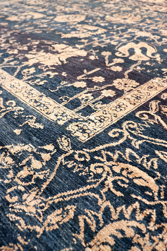 Transitional Collection Hand-Knotted Blue Bsilk & Wool Area Rug- 8' 0" X 9'10"