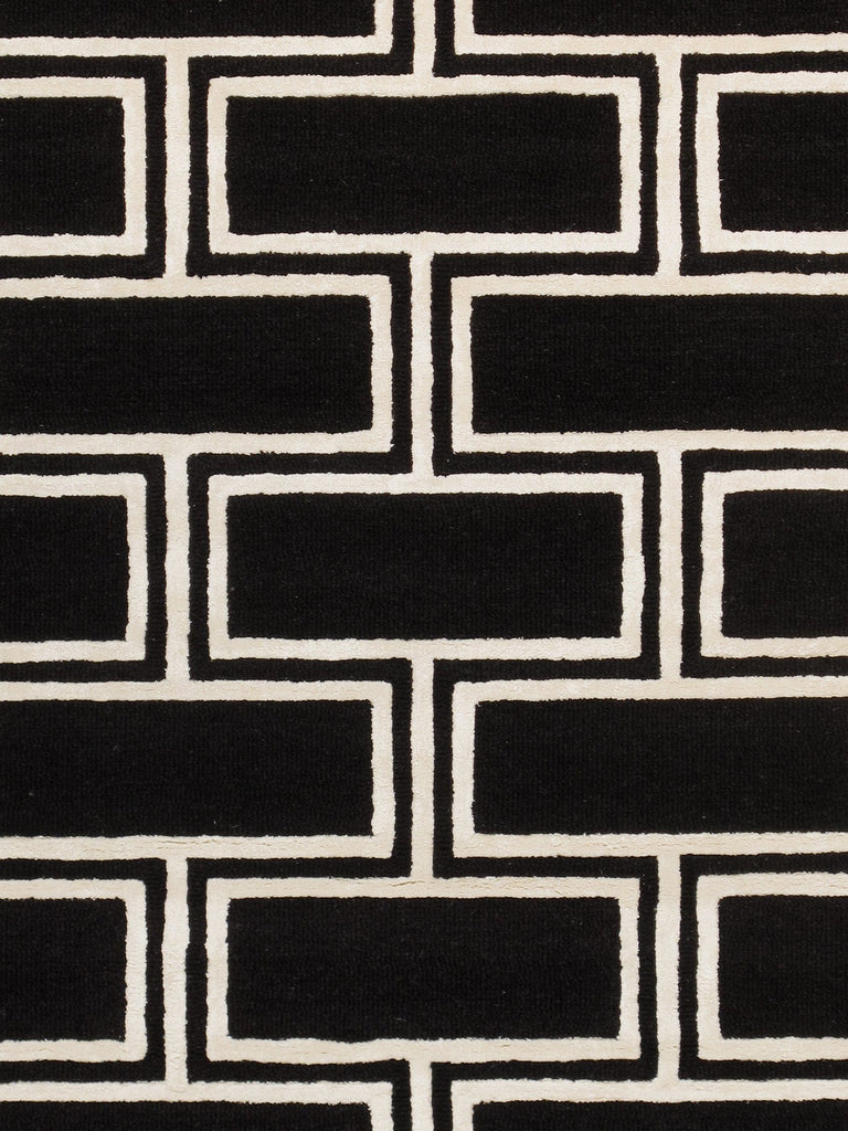 Edgy Collection Hand-Tufted Bamboo Silk & wool Black Area Rug
