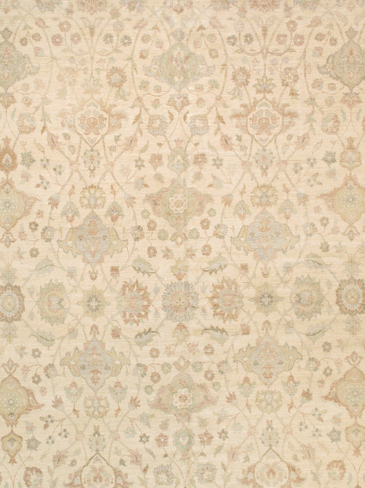 Sultanabad Hand-Knotted Wool Ivory Area Rug