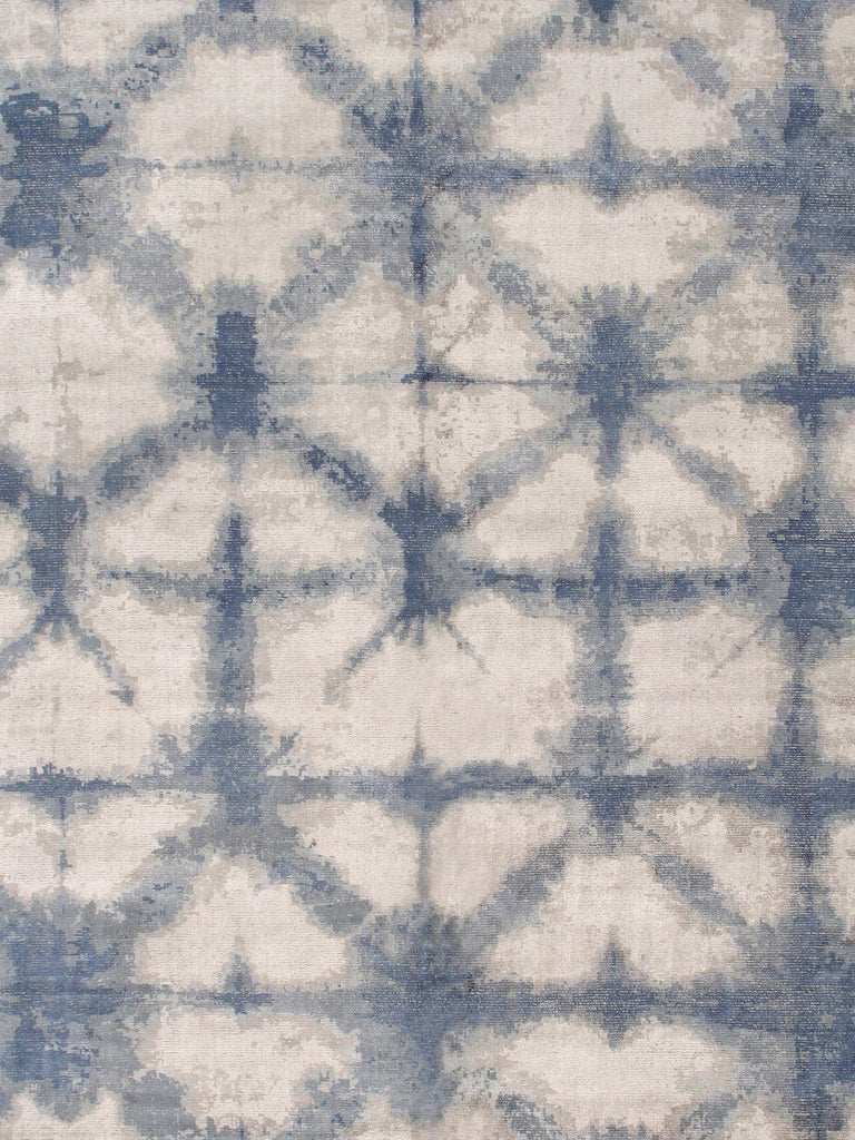 Shibori Collection Hand-Loomed Silver/Blue Bsilk & Wool Area Rug-10' 0" X 14' 0"