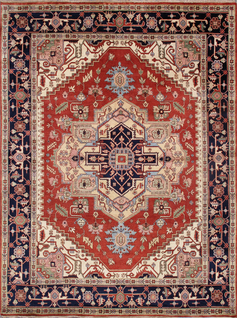 Serapi Collection Hand-Knotted Rust Wool Area Rug- 9' 7'' X 9'11''