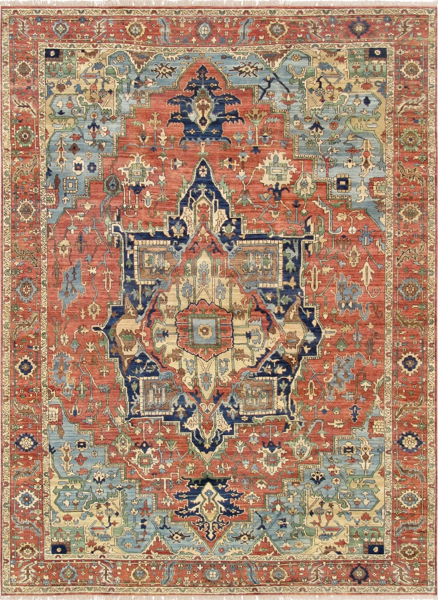 Serapi Collection Hand-Knotted Rust/Rust Wool Area Rug- 9'10" X 14' 1"