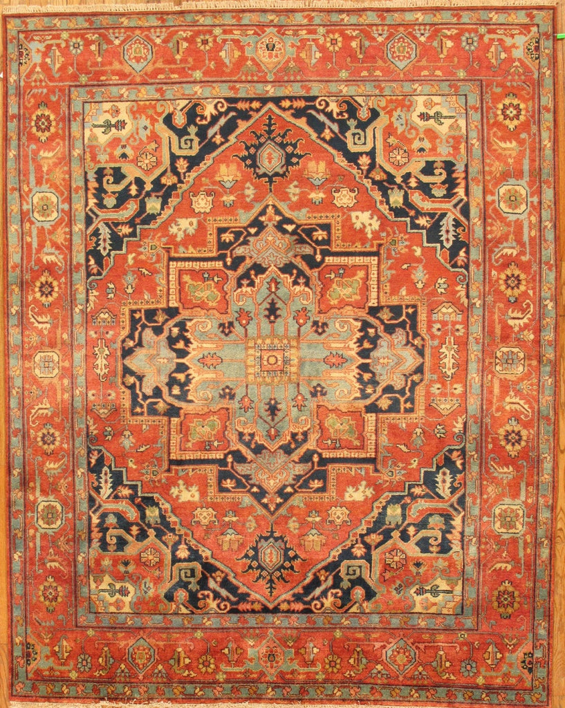 Serapi Collection Hand-Knotted Rust/Rust Wool Area Rug- 9' 6" X 13'11"