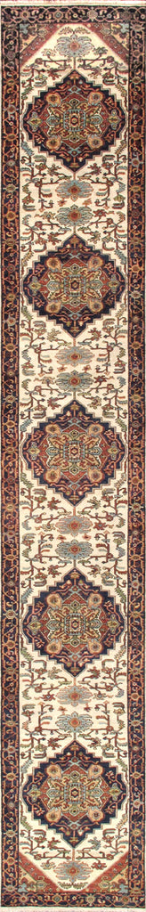 Serapi Collection Hand-Knotted Ivory/Navy Wool Area Rug-10' 0" X 13'11"