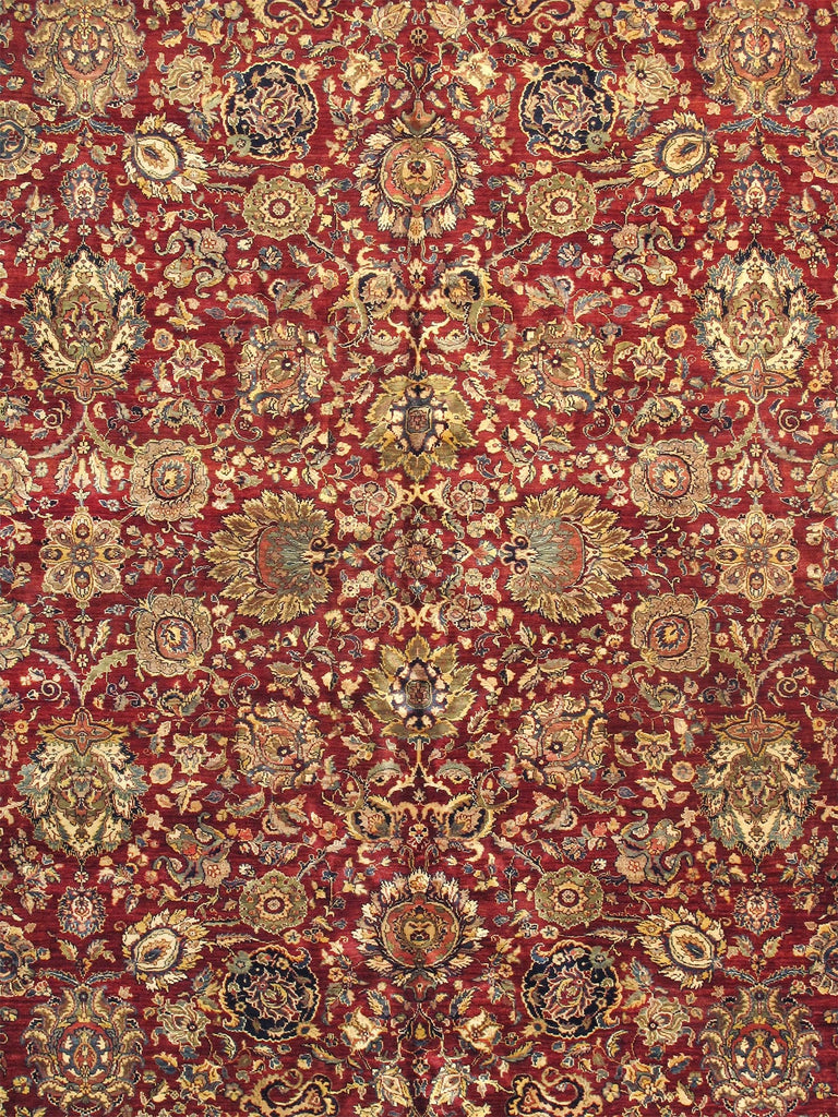 Agra Collection Hand-Knotted Lamb's Wool Area Rug-12' 1" X 15' 1", Red