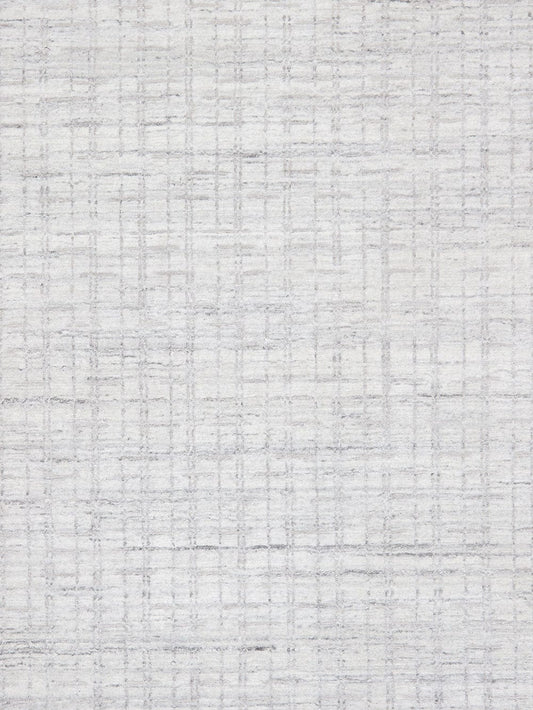 Slate Collection Hand-Loomed Ivory/Silver Bsilk & Wool Area Rug- 8' 0" X 10' 0"