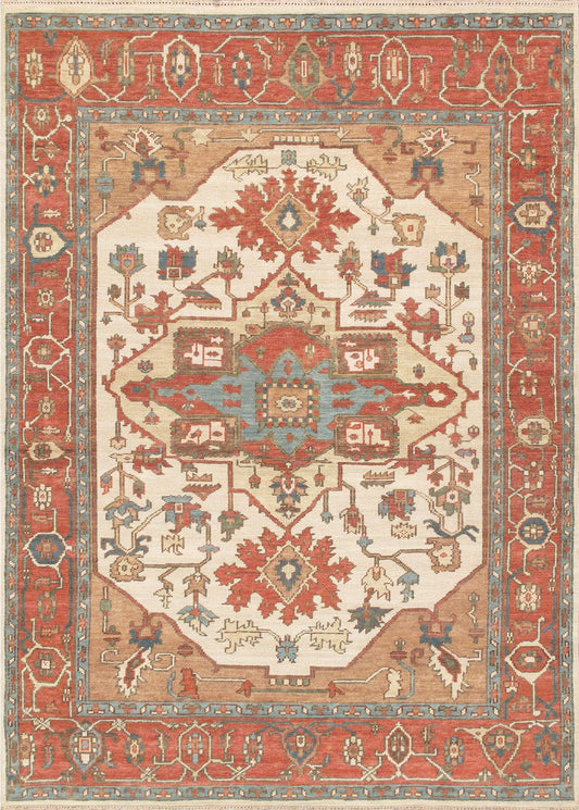 Pasargad Home Serapi Collection Hand-Knotted Wool Area Rug,  9' 8" X 13'10", Ivory
