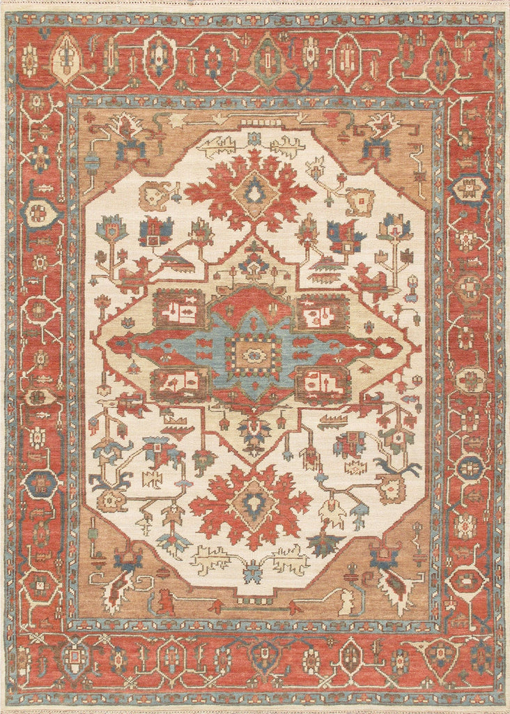 Pasargad Home Serapi Collection Hand-Knotted Wool Area Rug,  7' 9" X 10' 0", Ivory