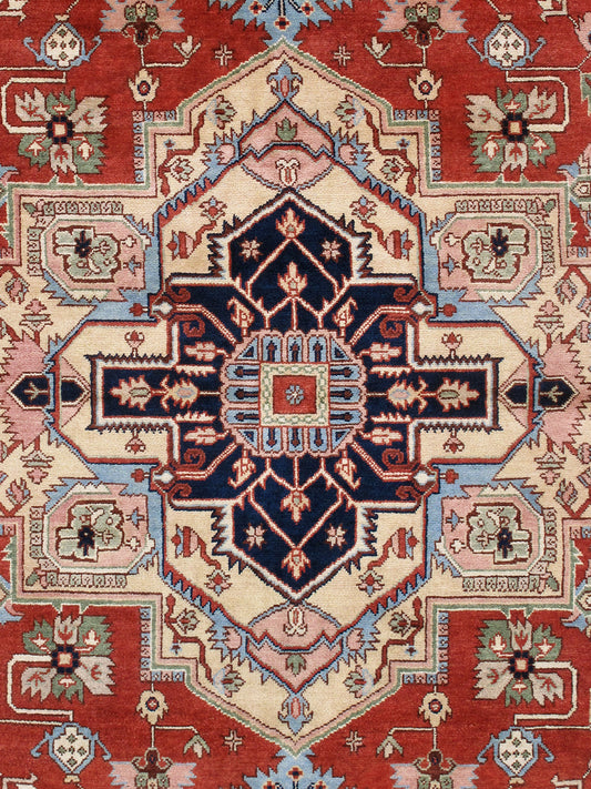 Serapi Collection Hand-Knotted Rust Wool Area Rug-13' 8'' X 13'10''