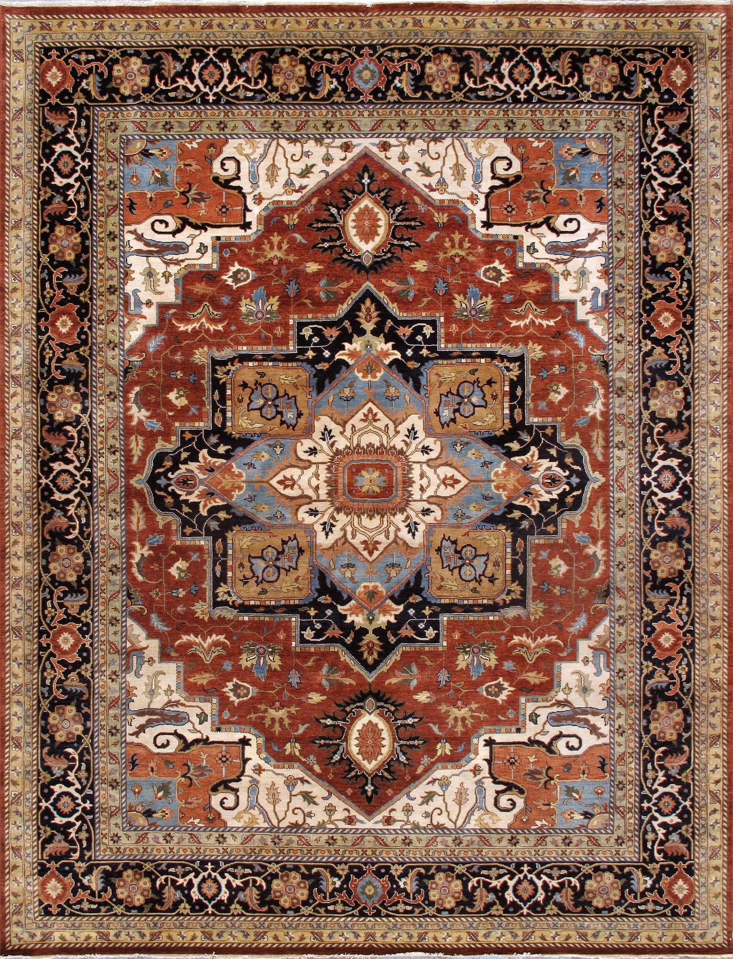 Serapi Collection Hand-Knotted Rust Wool Area Rug-11' 8'' X 14' 8''