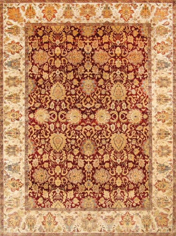 Agra Collection Hand-Knotted Lamb's Wool Area Rug- 9' 1" X 12' 2"