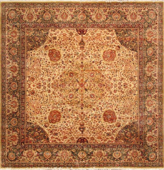 Agra Collection Hand-Knotted Lamb's Wool Area Rug- 9' 1" X 12' 7"