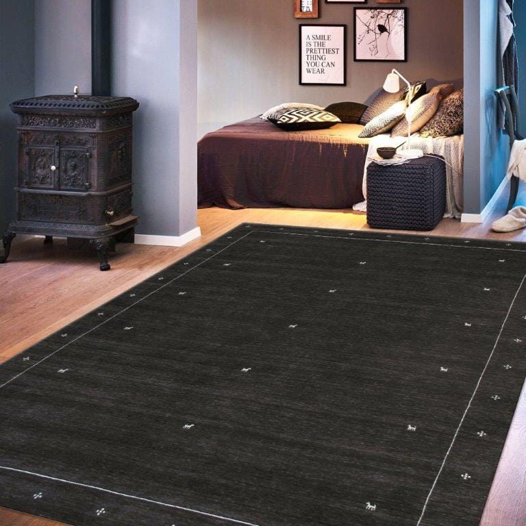 Gramercy Collection Hand-Loomed Silk & Wool Charcoal Area Rug- 4' 0" X 6' 0"