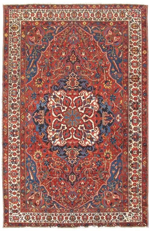 Antique Bakhtiari Collection Red Lamb's Wool Area Rug-10'10" X 16'10"