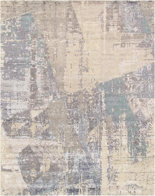 Modern Collection Hand-Knotted Grey Bsilk & Wool Area Rug-10' 0" X 13' 9"