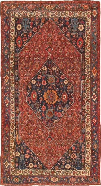 Antique Bidjar Collection Rust Lamb's Wool Area Rug- 7' 7" X 13'10"