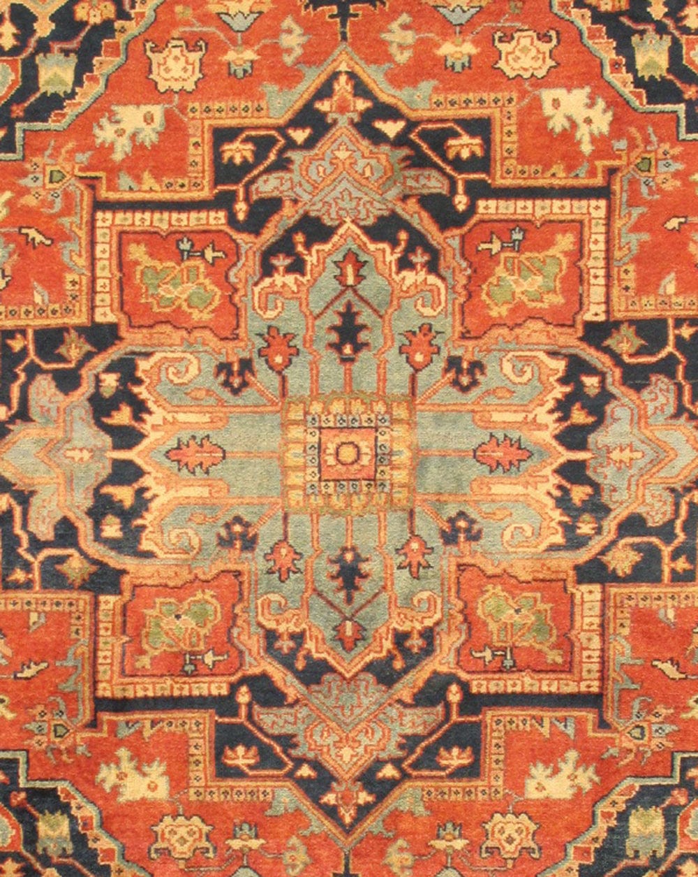 Serapi Collection Hand-Knotted Rust/Rust Wool Area Rug- 9' 6" X 13'11"