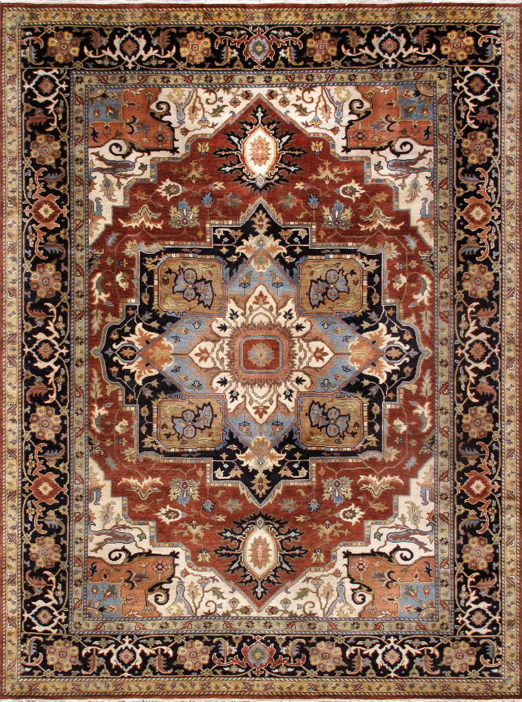 Serapi Collection Hand-Knotted Rust Wool Area Rug- 9' 8'' X 13' 8''