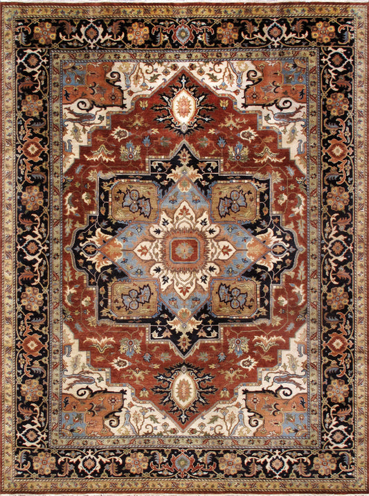 Serapi Collection Hand-Knotted Rust Wool Area Rug- 8' 8'' X 11' 8''