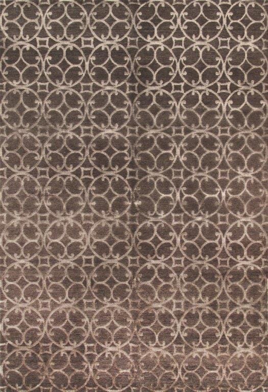 Modern Collection Hand-Knotted Silk & Wool Area Rug- 6' 0" X 8' 11"