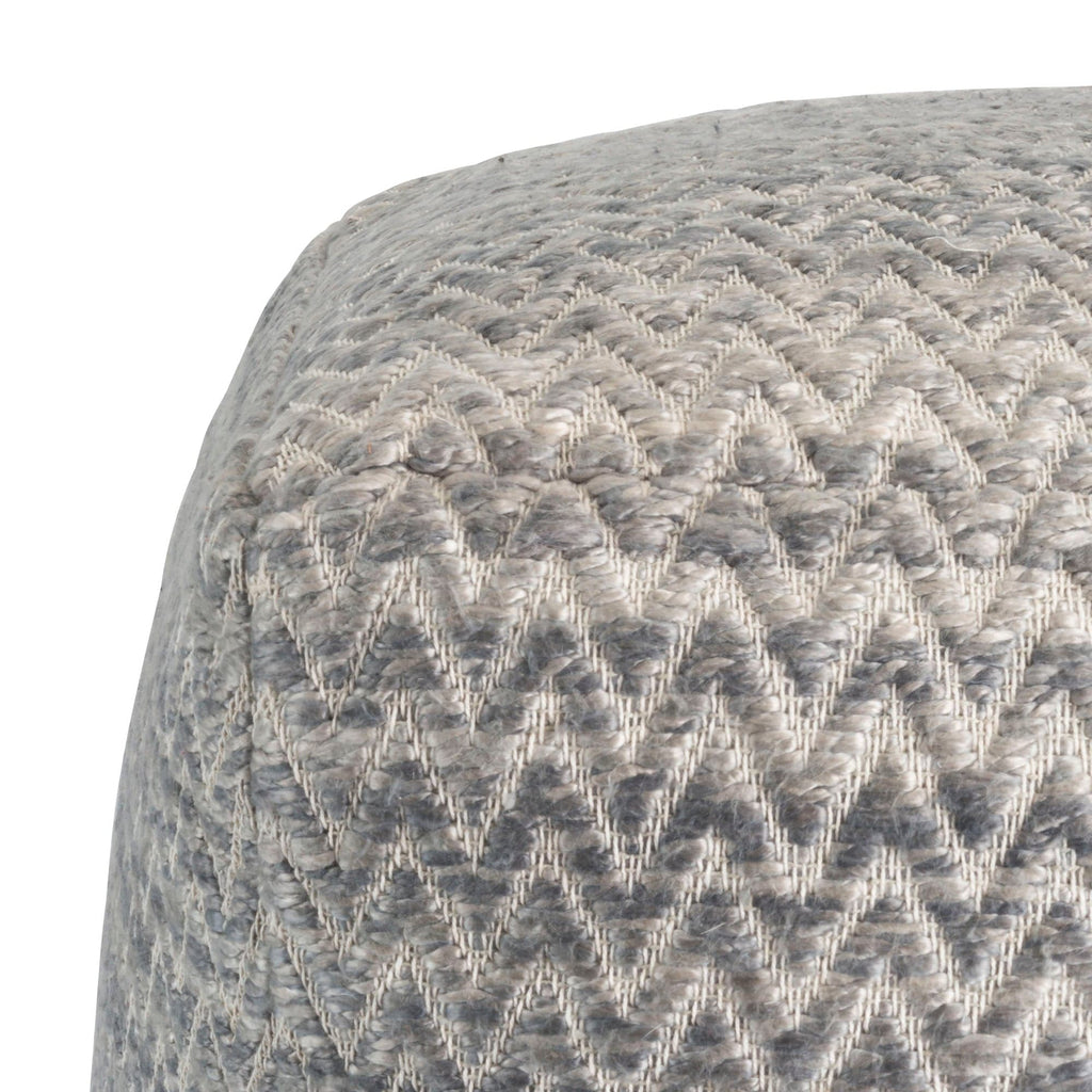 Pasargad Home Galaxy Zig-Zag Pouf Ottoman, Grey