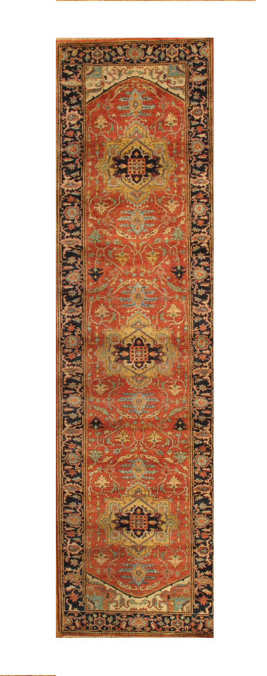 Serapi Collection Hand-Knotted Rust Lamb's Wool Area Rug- 2' 8'' X 20' 3''