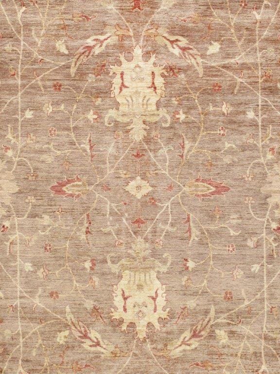 Farahan Collection Hand-Knotted Lamb's Wool Brown Area Rug- 9' 0" X 12' 6"