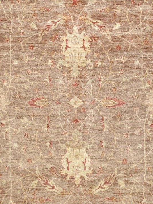 Farahan Collection Hand-Knotted Lamb's Wool Brown Area Rug- 9' 0" X 12' 6"