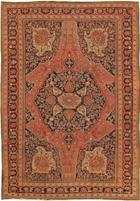 Antique Ferehan Collection Rust Lamb's Wool Area Rug- 8' 4" X 11'11"