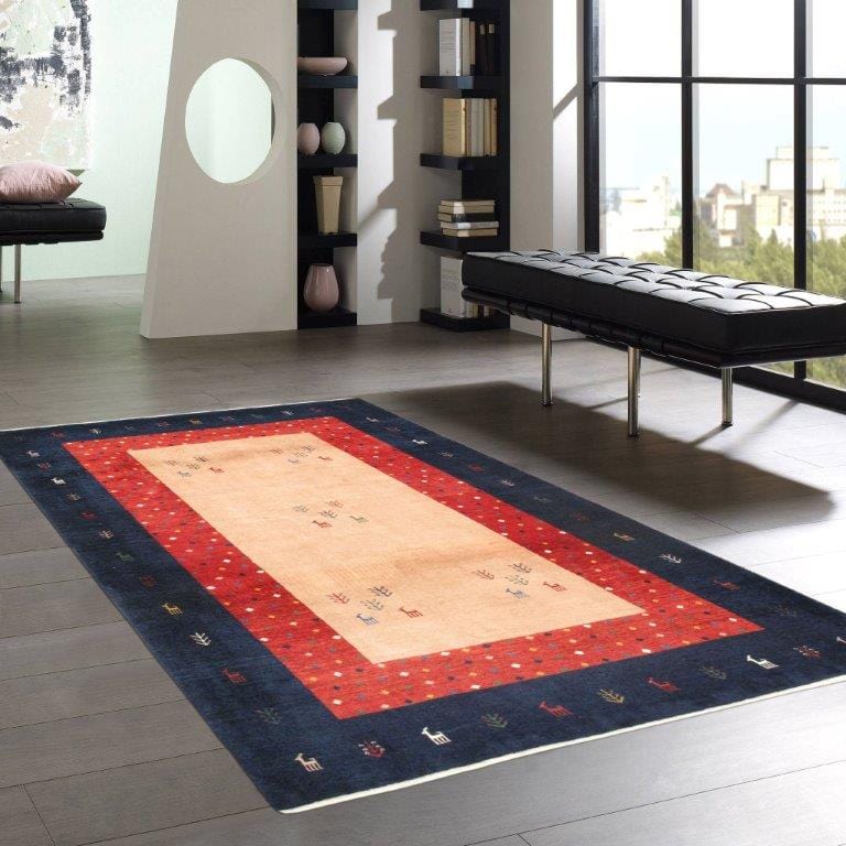 Gabbeh Collection Hand-Knotted Lamb's Wool Area Rug- 4' 4" X 7' 0"