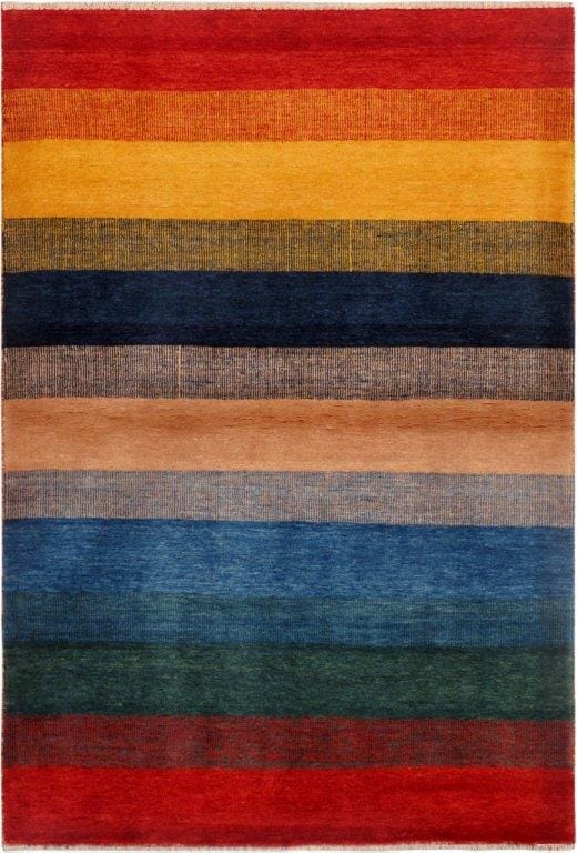 Gabbeh Collection Hand-Knotted Lamb's Wool Area Rug- 3' 7" X 5' 4"