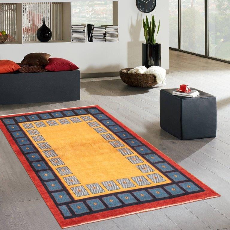 Gabbeh Collection Hand-Knotted Lamb's Wool Area Rug- 3' 5" X 4' 10"