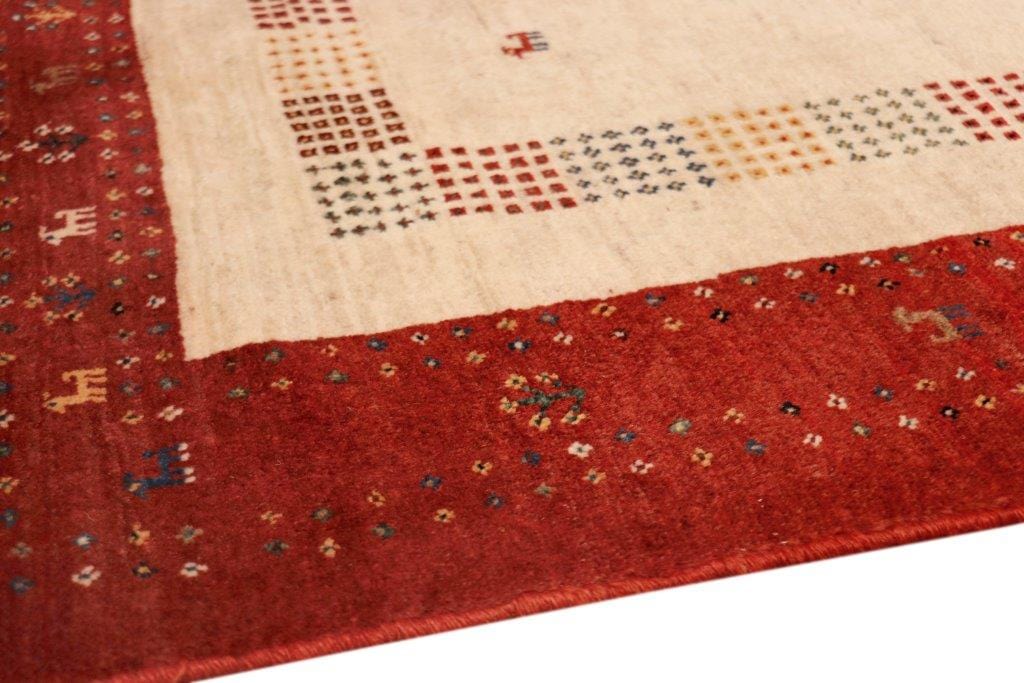 Gabbeh Collection Hand-Knotted Lamb's Wool Area Rug- 3' 4" X 5' 3"