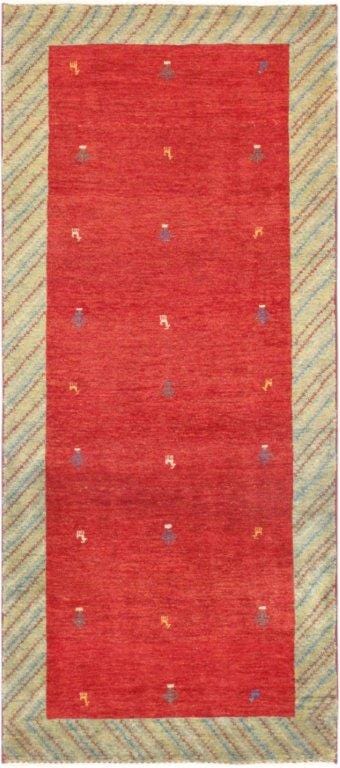 Gabbeh Collection Hand-Knotted Lamb's Wool Area Rug- 2' 9" X 6' 5"