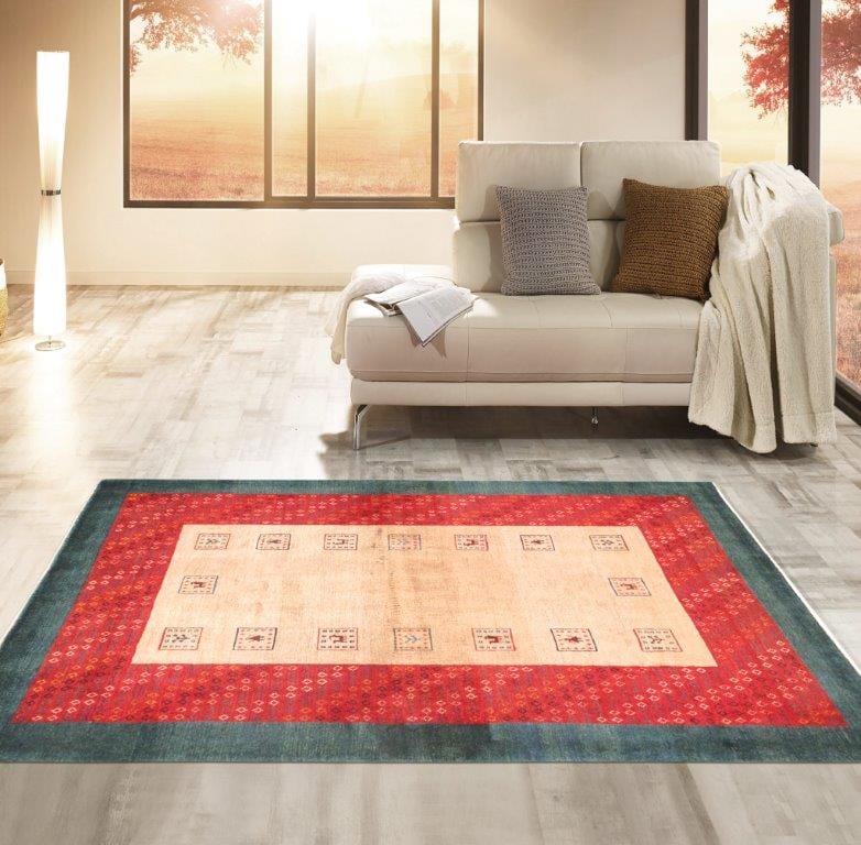 Gabbeh Collection Hand-Knotted Lamb's Wool Area Rug- 4' 3" X 5' 11"