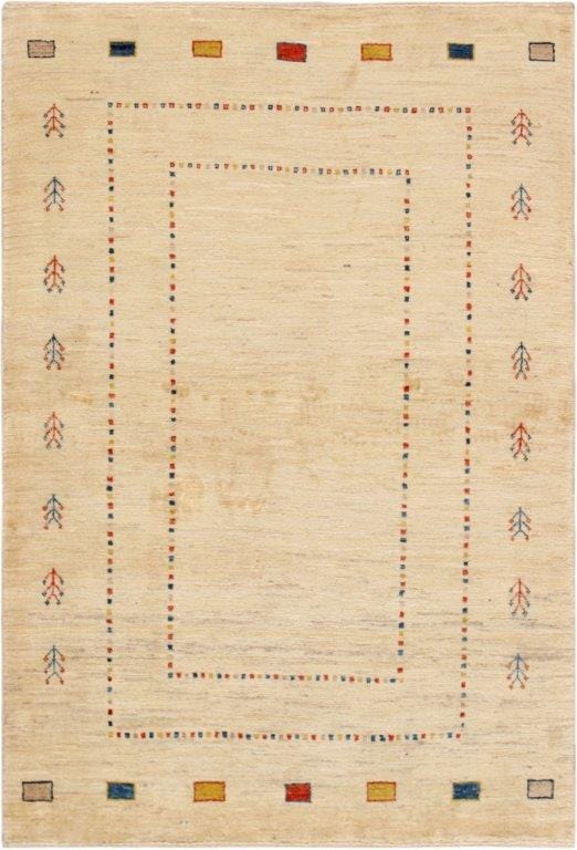 Gabbeh Collection Hand-Knotted Lamb's Wool Area Rug- 3' 4" X 5' 0"